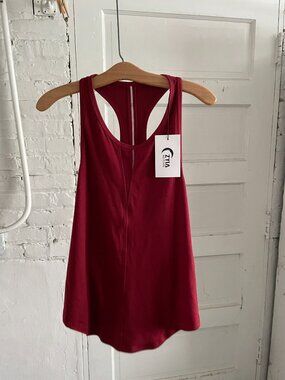ZYIA Cranberry Effortless High Low Relaxed Fit Women's Tank Top, Long XL